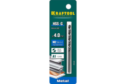 Сверло по металлу HSS-G 4.0 х75мм, сталь М2(S6-5-2) KRAFTOOL