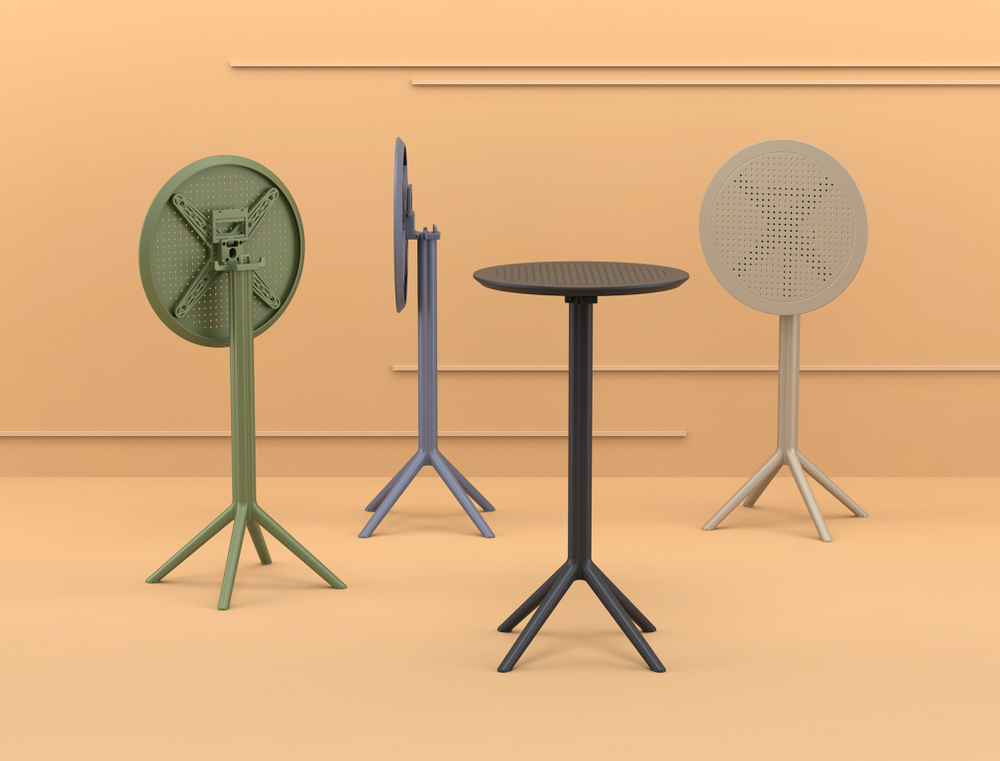 Стол пластиковый барный складной Siesta Contract Sky Folding Bar Table 60, темно-серый