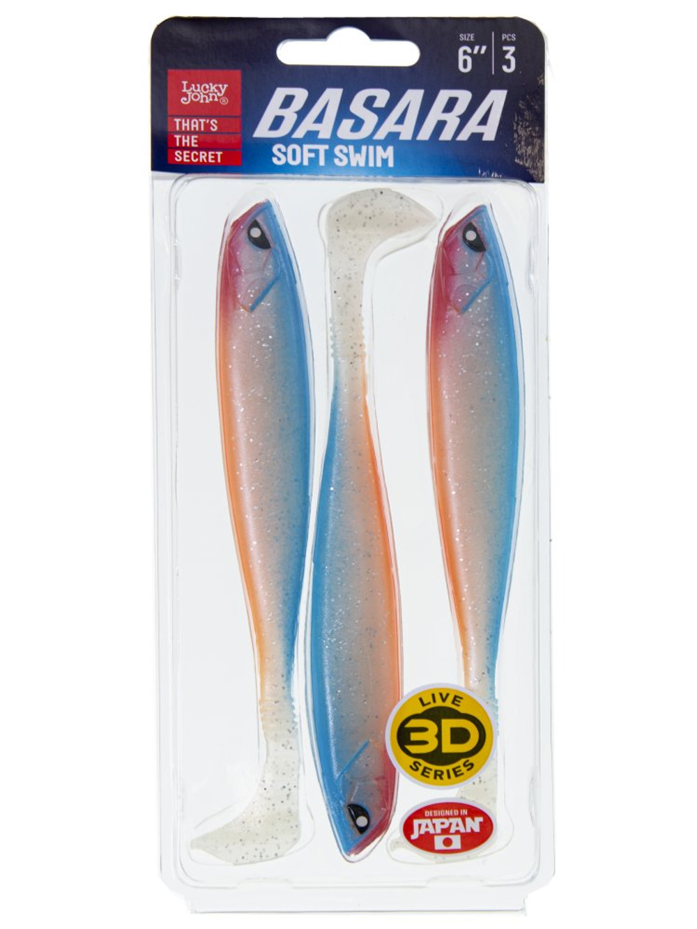 Виброхвост LUCKY JOHN Basara Soft Swim 3D, 6.0in (152 мм), цвет PG52, 3 шт., арт. 140405-PG52