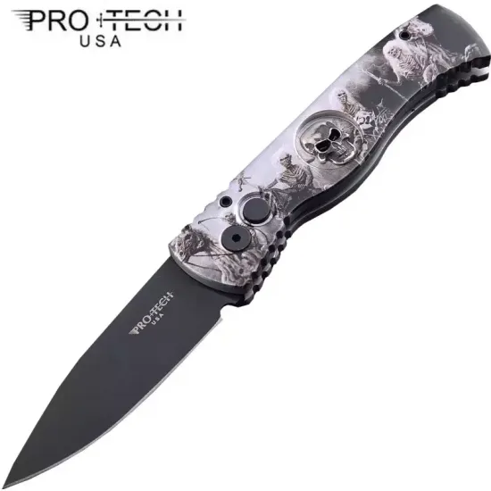 Складной нож Pro -Tech TR-2-Ghost Rider Bruce Shaw, PR/TR-2-GR-B c клинком из стали 154CM, рукоять алюминий