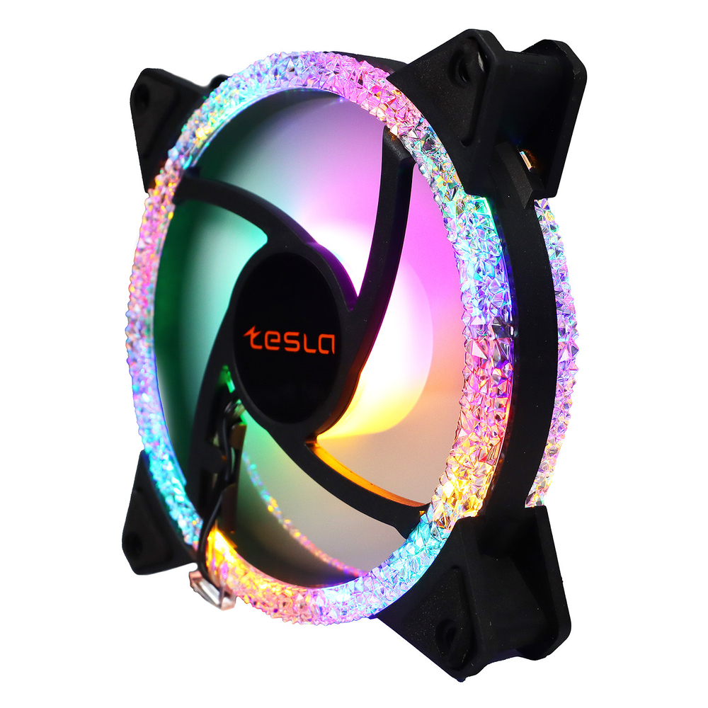 Комплект из 3 вентиляторов ТЕСЛА (TESLA) RGB120-3D3, 120мм, 3-pin+Molex, прозрачный-белый/FRGB, 1200rpm, 38CFM, 21дБ, антивибропрокладки (TSL-120-3D3)