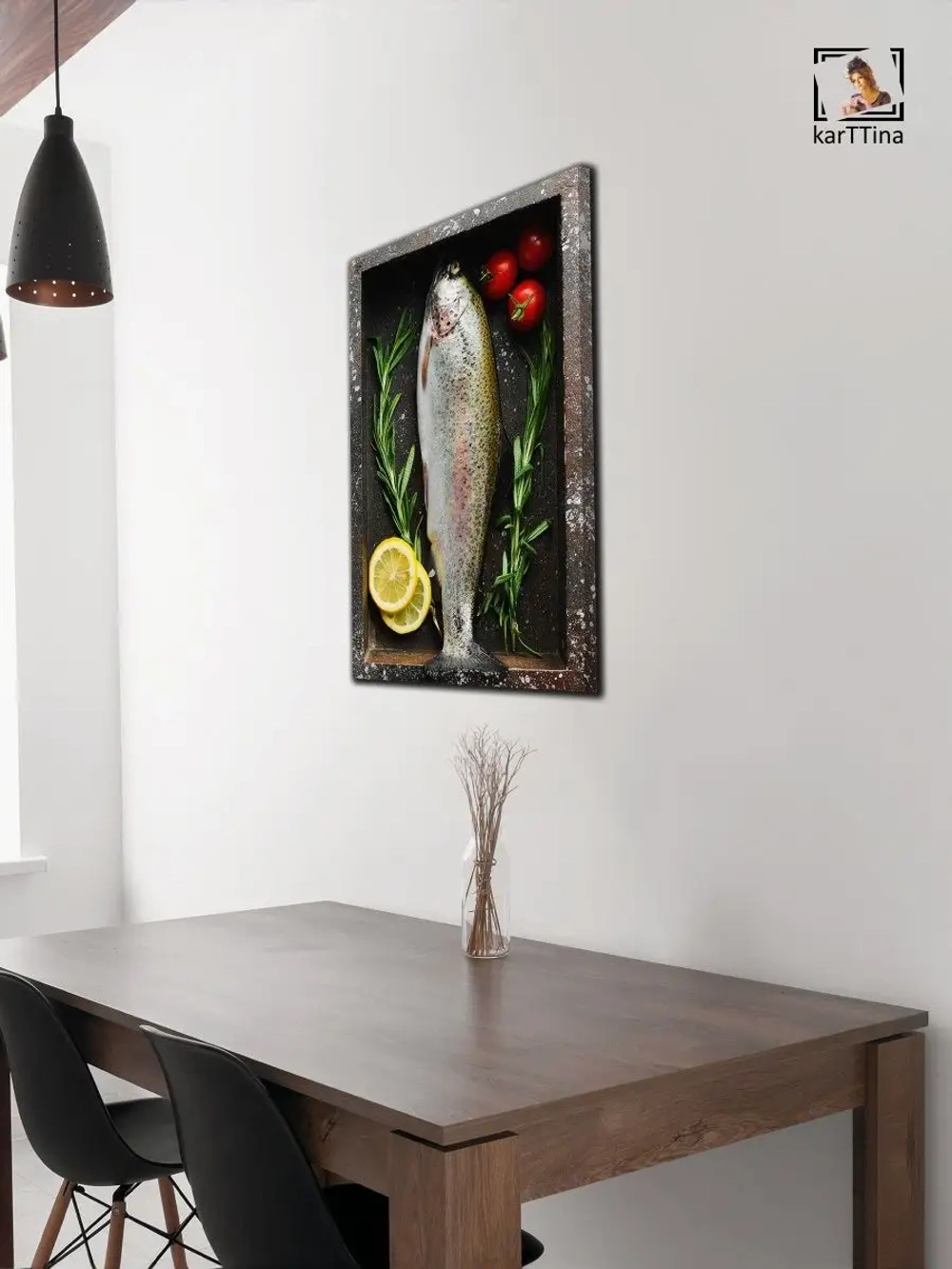 Картина 40х60 "Форель с овощами"