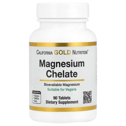 California Gold Nutrition, хелат магния с кальцием, 90 таблеток