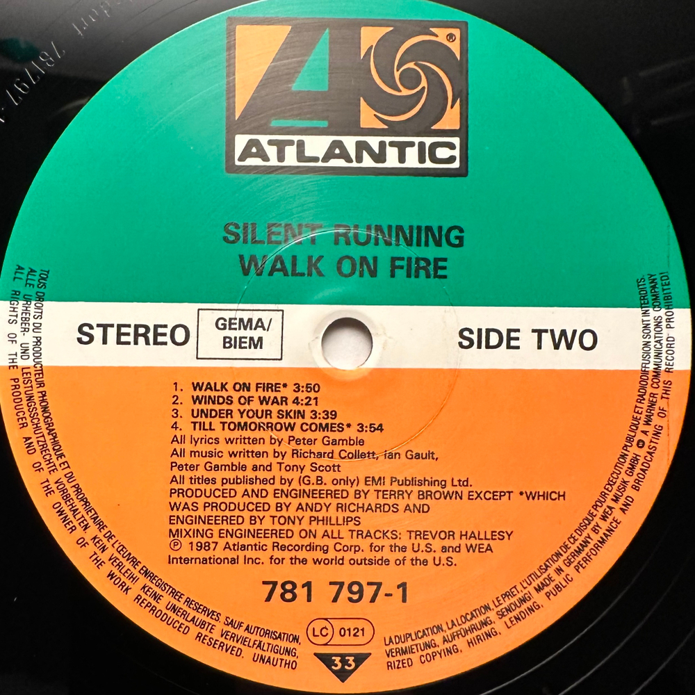 Silent Running - Walk On Fire (Германия 1987г.)