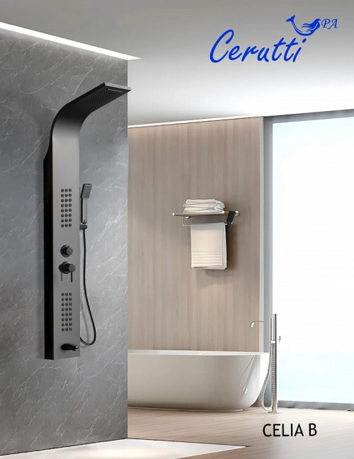 Душевая панель Ceruttispa СЭЛИЯ (CELIA) B CT10401 из нержавеющей стали, цвет черный
