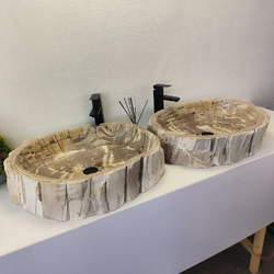 Раковина из окаменелого дерева ПАРА! OD-62480 63x51x16 2шт из натурального камня