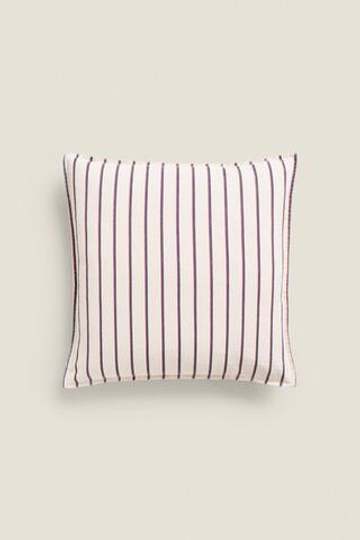 ZARA HOME ЧЕХОЛ ДЛЯ ДЕКОРАТИВНОЙ ПОДУШКИ С КОНТРАСТНОЙ ПОЛОСКОЙ, СИНИЙ