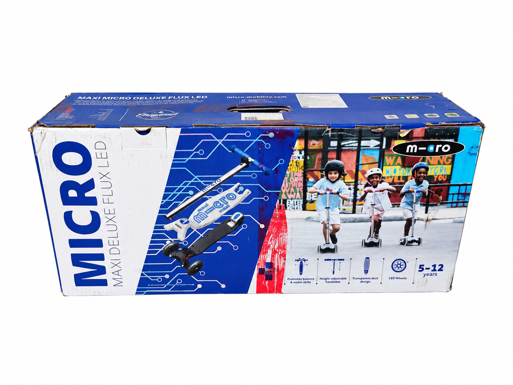 Самокат Maxi Micro Deluxe Flux LED Синий дисконт