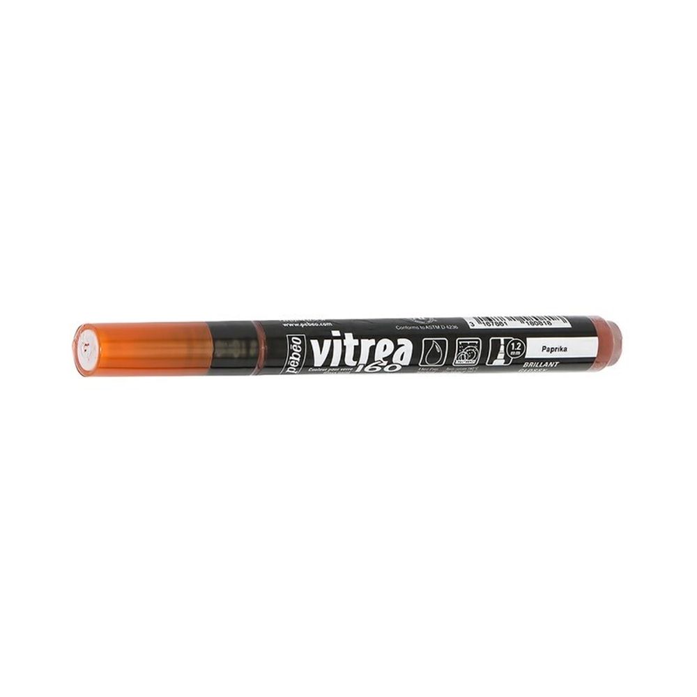 Маркер по стеклу Vitrea 160 глянцевый 1.2 мм, перо круглое, 6 шт, 118081 паприка, Pebeo