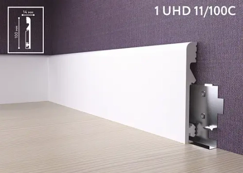 Плинтус дюрополимерный под покраску Solid 1 UHD11/100С Белый 100х14х2400 мм