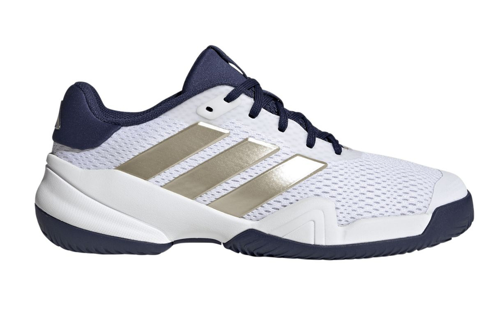 Детские Кроссовки теннисные  Adidas Barricade K - cloud white/cyber metallic/dark blue