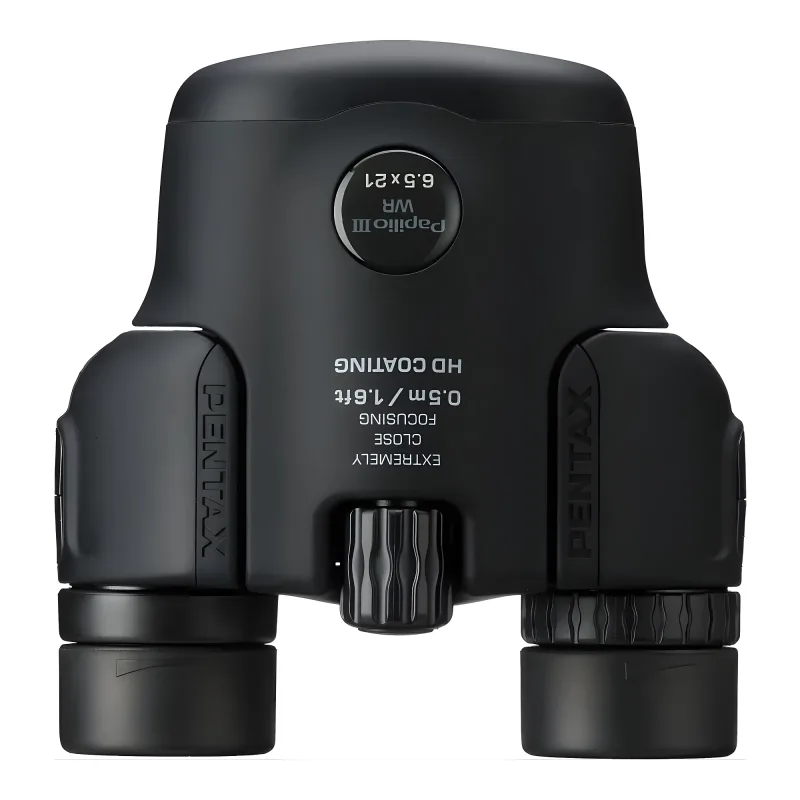 Бинокль PENTAX Papilio III 6.5x21 WR черный - вид сверху, центральный фокусный барабан