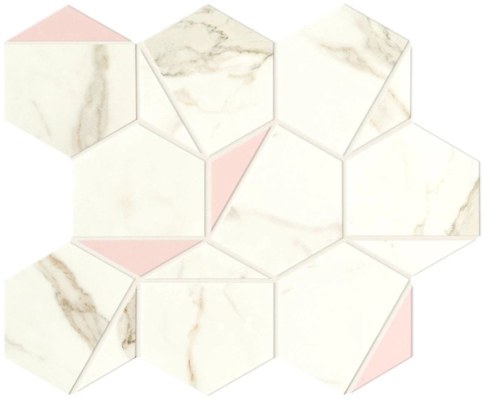Мозаика ATLAS CONCORDE MARVEL SHINE Calacatta Prestigio Rose Hex Silk 25,1x29 A4WS