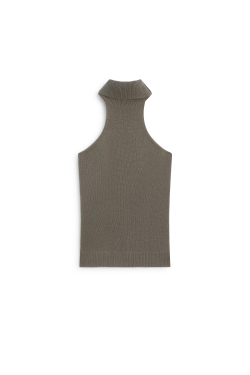 Massimo Dutti Трикотажный топ с воротником-халтером из 100% кашемира - Limited Edition, коричневый
