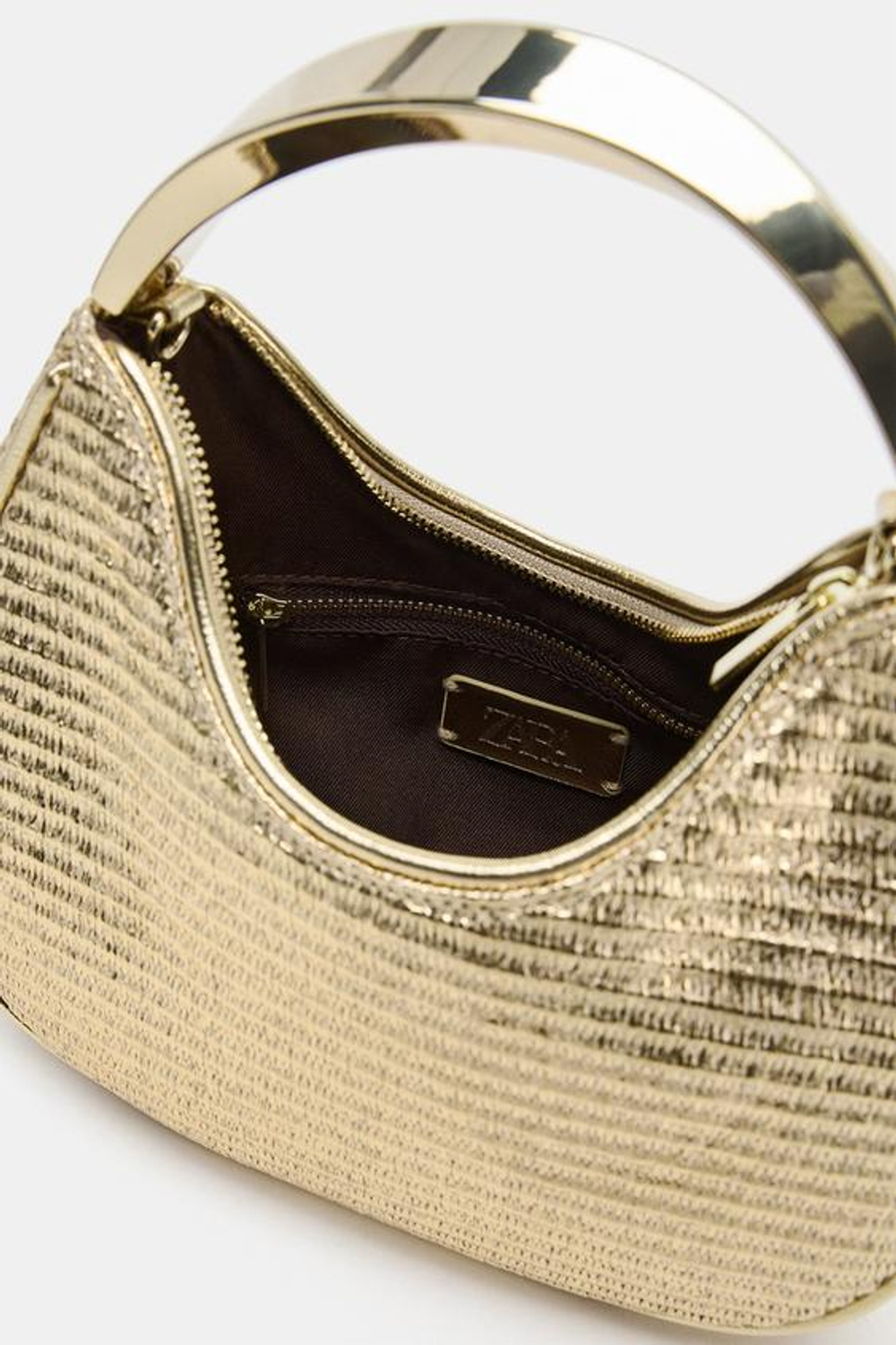 ZARA СУМКА С МЕТАЛЛИЧЕСКОЙ РУЧКОЙ, ЗОЛОТИСТЫЙ