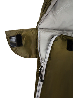 Спальный мешок Naturehike U250  с капюшоном, хаки (NH20MSD07), молния слева