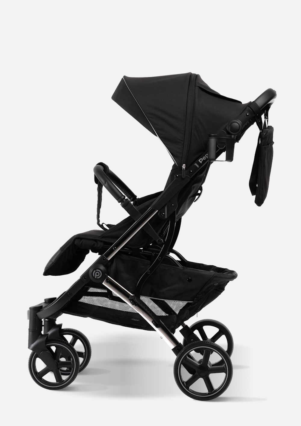 Peppy Коляска прогулочная Polo 2.0 (silver black) хром рама, сумка
