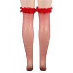 Чулки красные Fishnet, XS-L