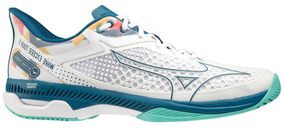 Мужские кроссовки теннисные Mizuno Wave Exceed Tour 5 AC - white/moroccan blue/turquoise