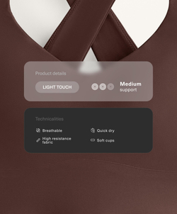 Oysho Спортивный бюстгальтер Light Touch средней поддержки с перекрестной спинкой, коричневый