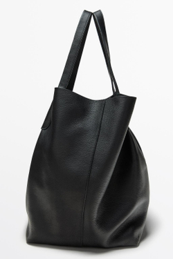 Massimo Dutti Сумка-тоут из кожи наппа, черный