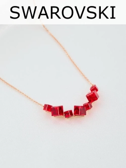 Колье дуга Мираж с красными кристаллами Swarovski