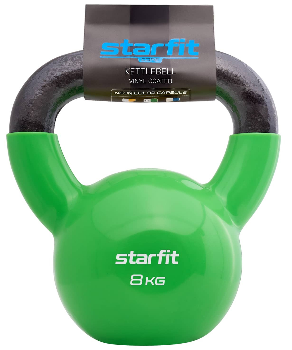 Гиря винил. STARFIT DB-401, 8 кг, цвет зеленый
