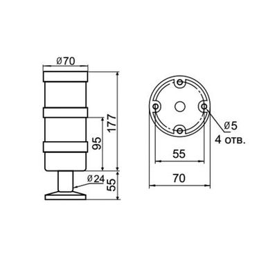 Светосигнальная колонна INNOCONT TL70-024-RY-55