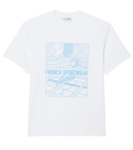 Теннисная футболка Lacoste Tennis Court Print Cotton - white