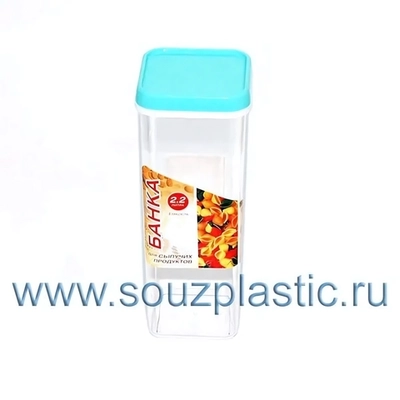 Банка для сыпучих продуктов квадратная 2,2л