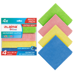 Салфетка из МИКРОФИБРЫ универсальная 40×40 см, КОМПЛЕКТ 4 шт., MULTI PRO COLOUR, 280 г/м2, LAIMA, 607793