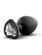 Черная анальная втулка с прозрачным кристаллом Bling Plug Medium - 8,2 см. (Цвет: черный)