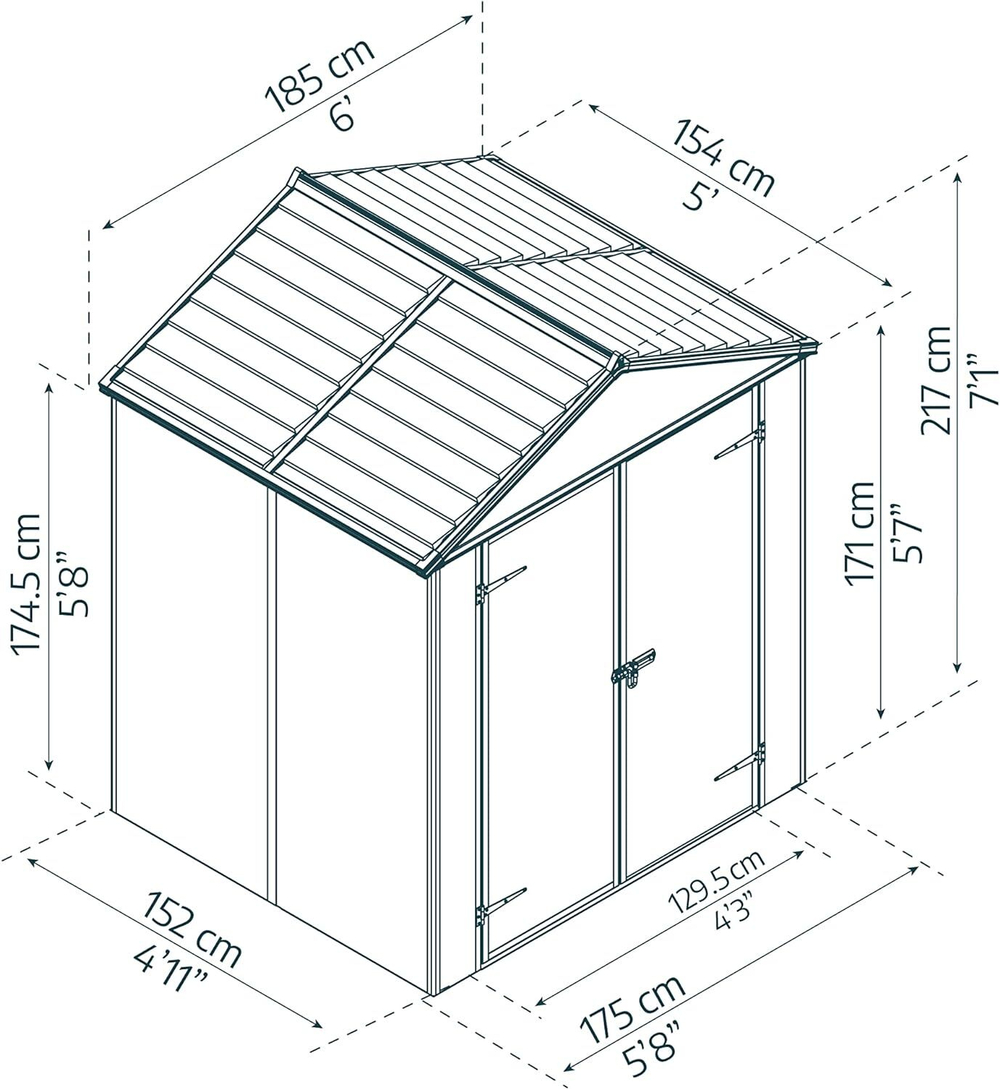Сарай из поликарбоната Palram Rubicon 6x5 grey