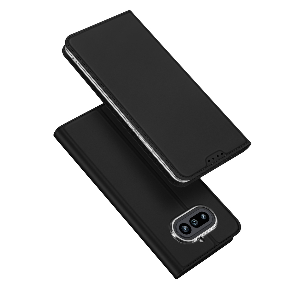 Чехол книжка из кожи черного цвета для Nothing Phone 4a, серия Skin Pro Series от Dux Ducis