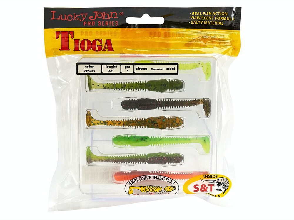 Виброхвосты съедобные LJ Pro Series TIOGA 2.9in (7,4 см), цв. MIX2, 7 шт.