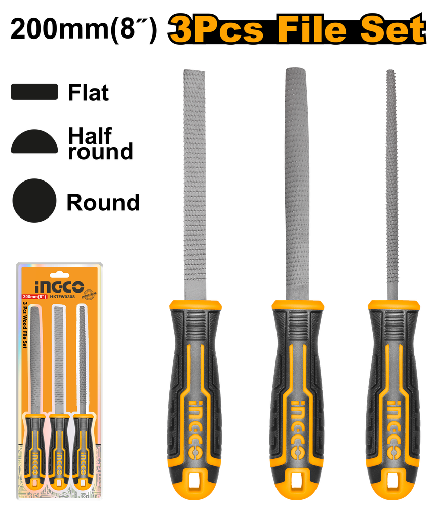 Набор рашпилей INGCO HKTFW0308 INDUSTRIAL 200 мм 3 шт. Набор рашпилей INGCO HKTFW0308 INDUSTRIAL 200 мм 3 шт.