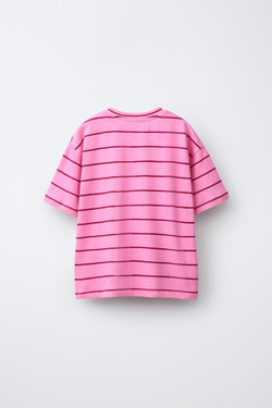 ZARA ФУТБОЛКА В ПОЛОСКУ, РОЗОВЫЙ