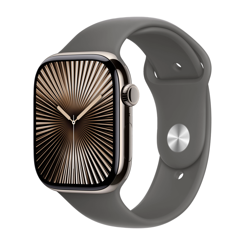 Умные часы Apple Watch Series 10 GPS + Cellular, 46mm, Natural Titanium Case with Sport Band M/L, Stone Gray (Черный)