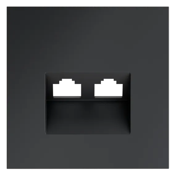 Накладка для розетки компьютерной двойной RJ45+RJ45 Voltum S70 Графит VLS001407