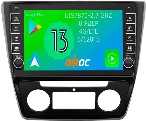 Магнитола для Skoda Yeti 2009-2018 (кондиционер) - Airoc AB-3204 (кнопки и крутилки), Android 13, Быстрая, SIM-слот, CarPlay