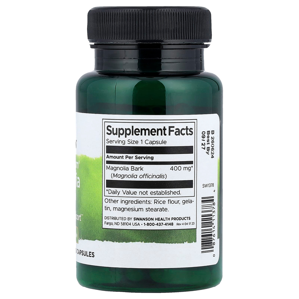 Swanson Vitamins, кора магнолии Full Spectrum®, 400 мг, 60 капсул