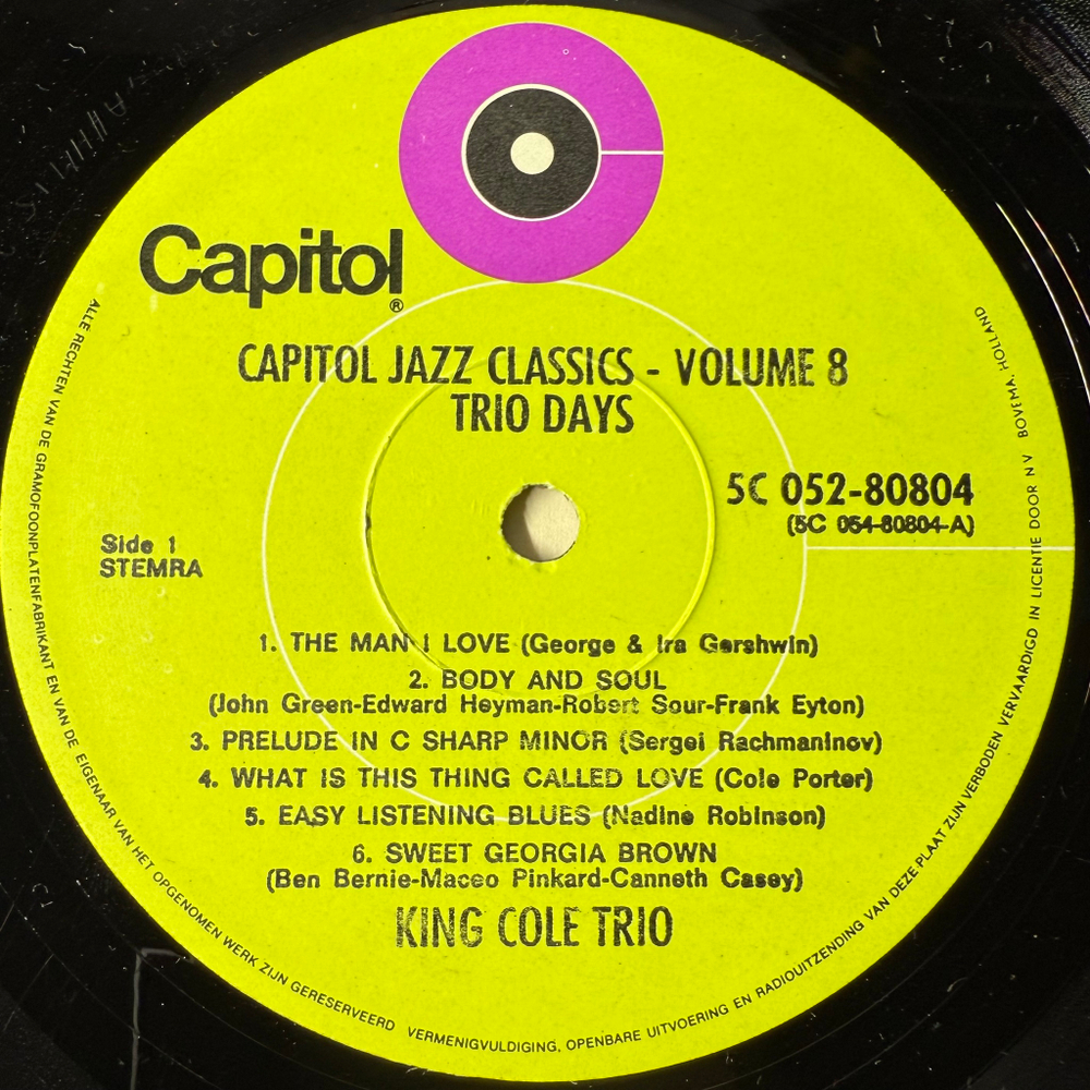 King Cole Trio ‎– Trio Days (Голландия 1972г.)