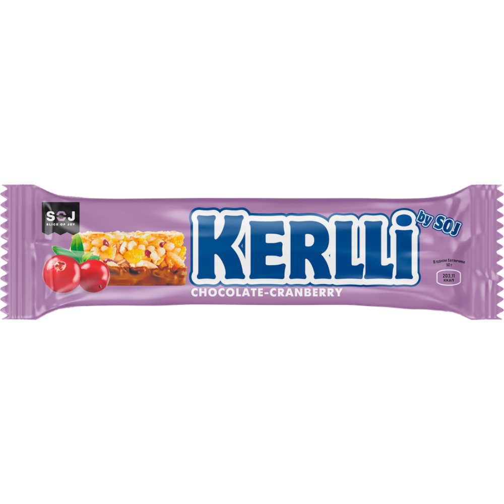 Батончик злаковый Kerlli с клюквой в молочном шоколаде 50 гр