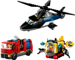 Конструктор LEGO City 60462 Вертолет, пожарная машина и подводная лодка