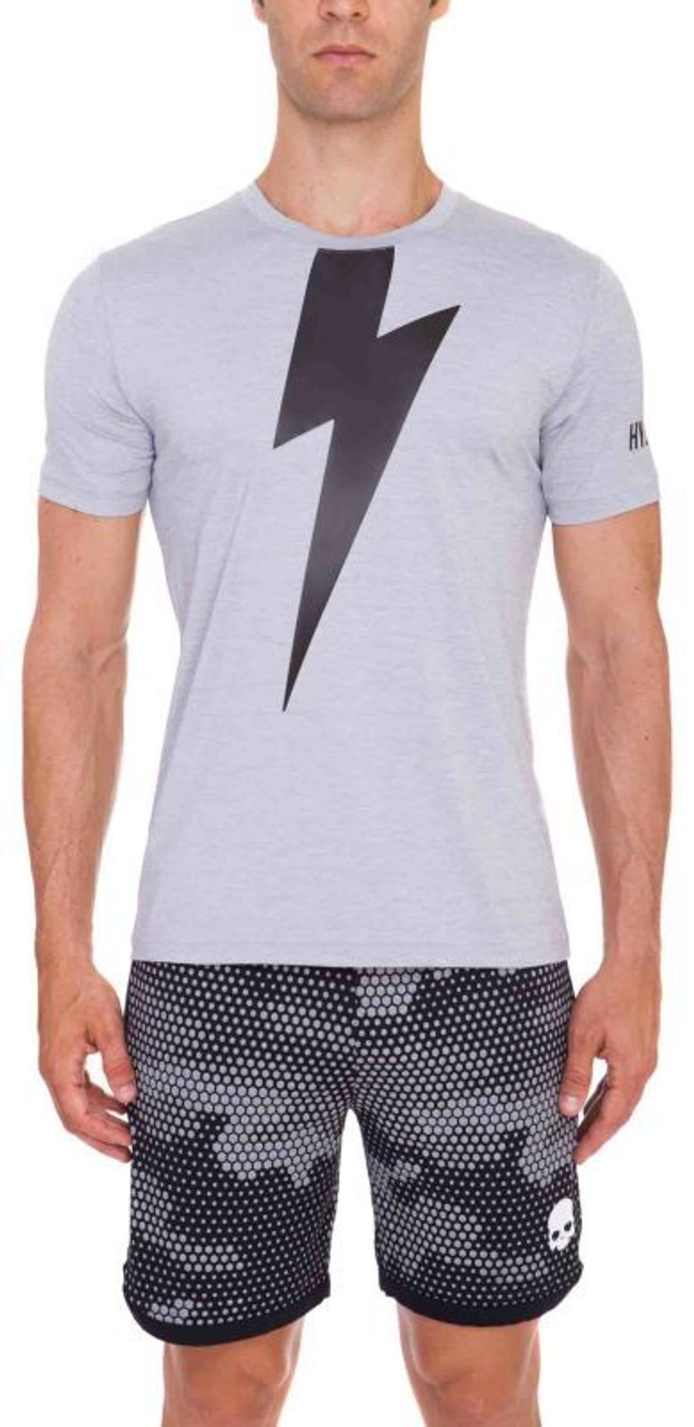 Мужская теннисная футболка Hydrogen Thunderbolt Tech T-Shirt - grey melange/black