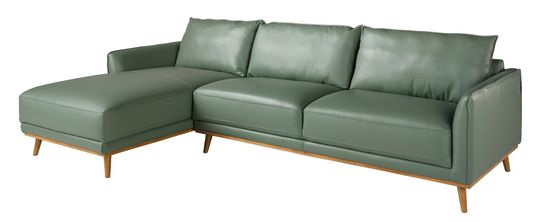 Угловой диван с правым шезлонгом 6199/5607-R-M5677 Angel Cerda из зеленой кожи