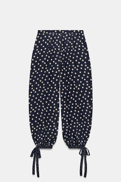 ZARA БРЮКИ-ШАРОВАРЫ В ГОРОШЕК — ZW COLLECTION, МОРСКОЙ СИНИЙ