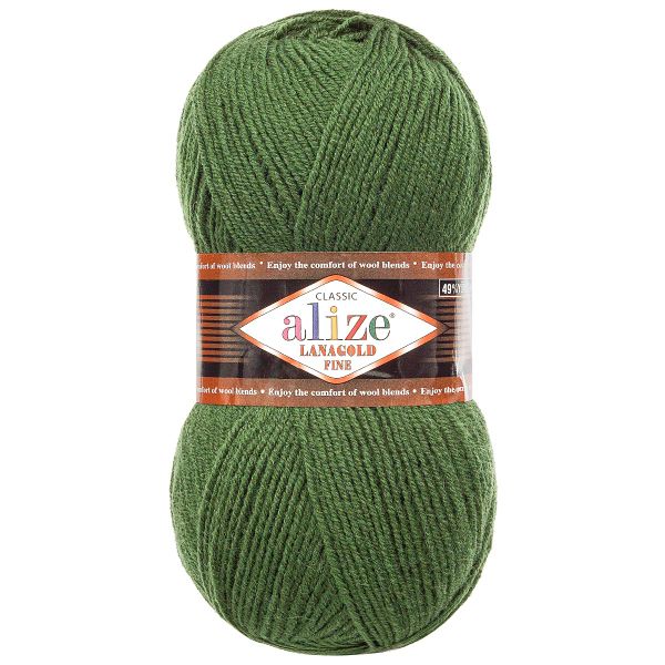 Пряжа Alize (Ализе) Lana Gold Fine / уп.5 мот. по 100 г, 390м, 118 зеленая трава A