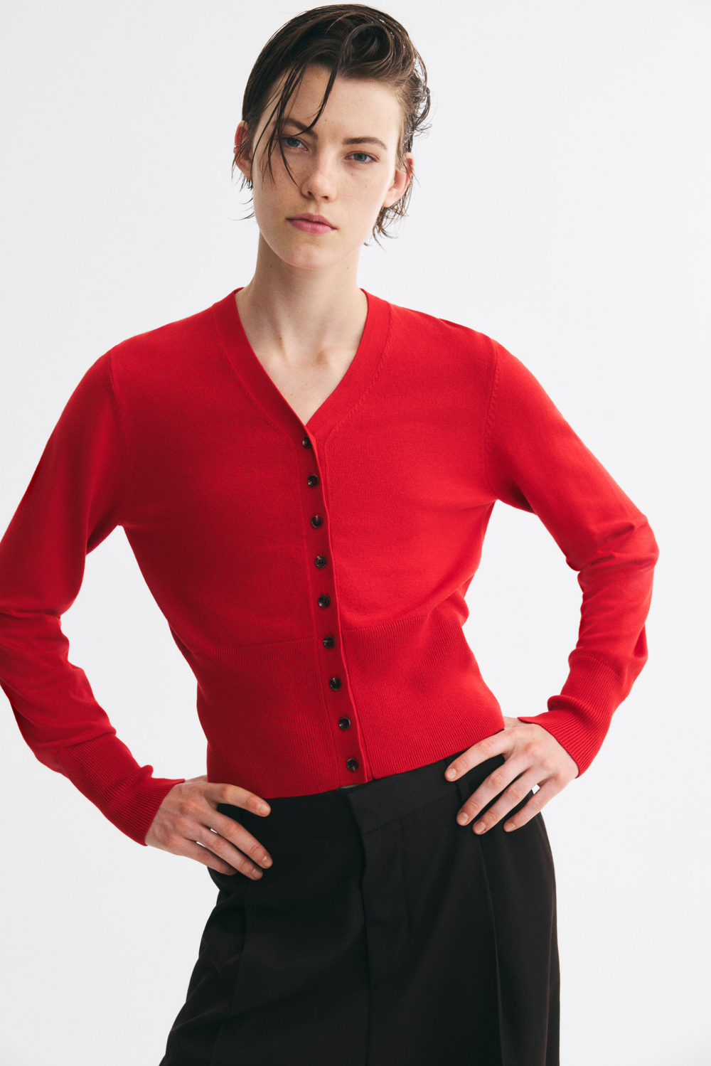 Тонкий трикотажный кардиган — Светло-бежевый/В полоску - H&M
