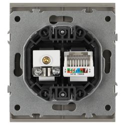 Розетка ЭРА Arktik 16-3110-07 комбинированная RJ45+TV титан | Эра Arktik